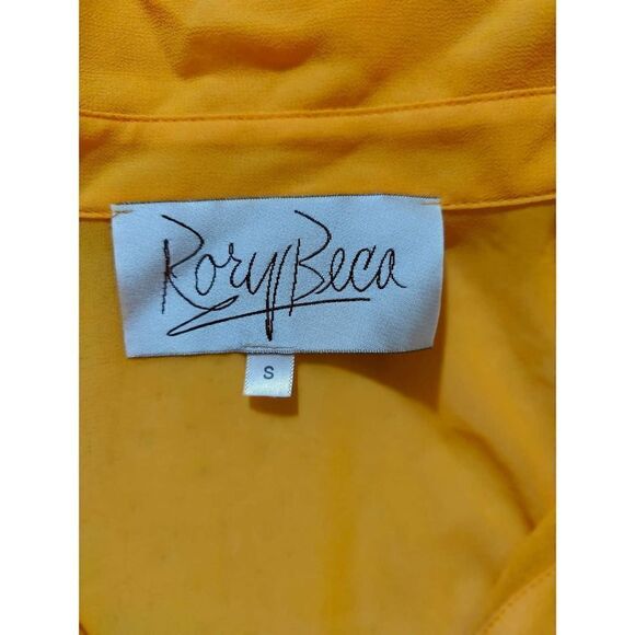 RORY BECA SIZE SMALL YELLOW WOMENS SLEEVELESS GEORGETTE BLOUSE S - Picture 2 of 6